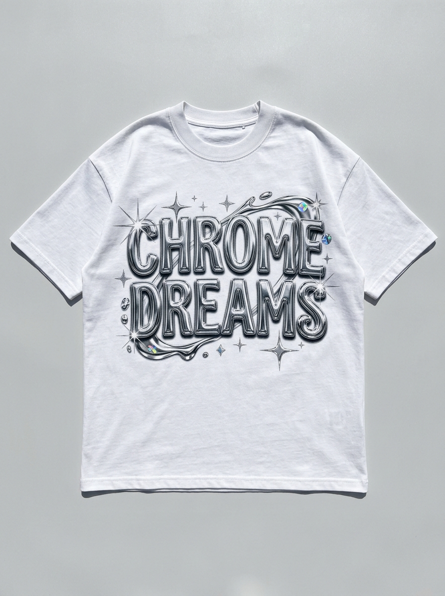 T-Shirt Oversize Y2K Sogni di Cromo - Vista frontale