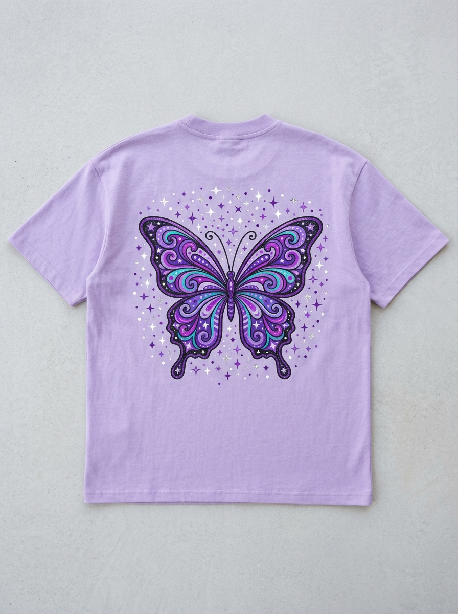 T-Shirt Oversize Y2K Farfalla Cibernetica - Vista posteriore