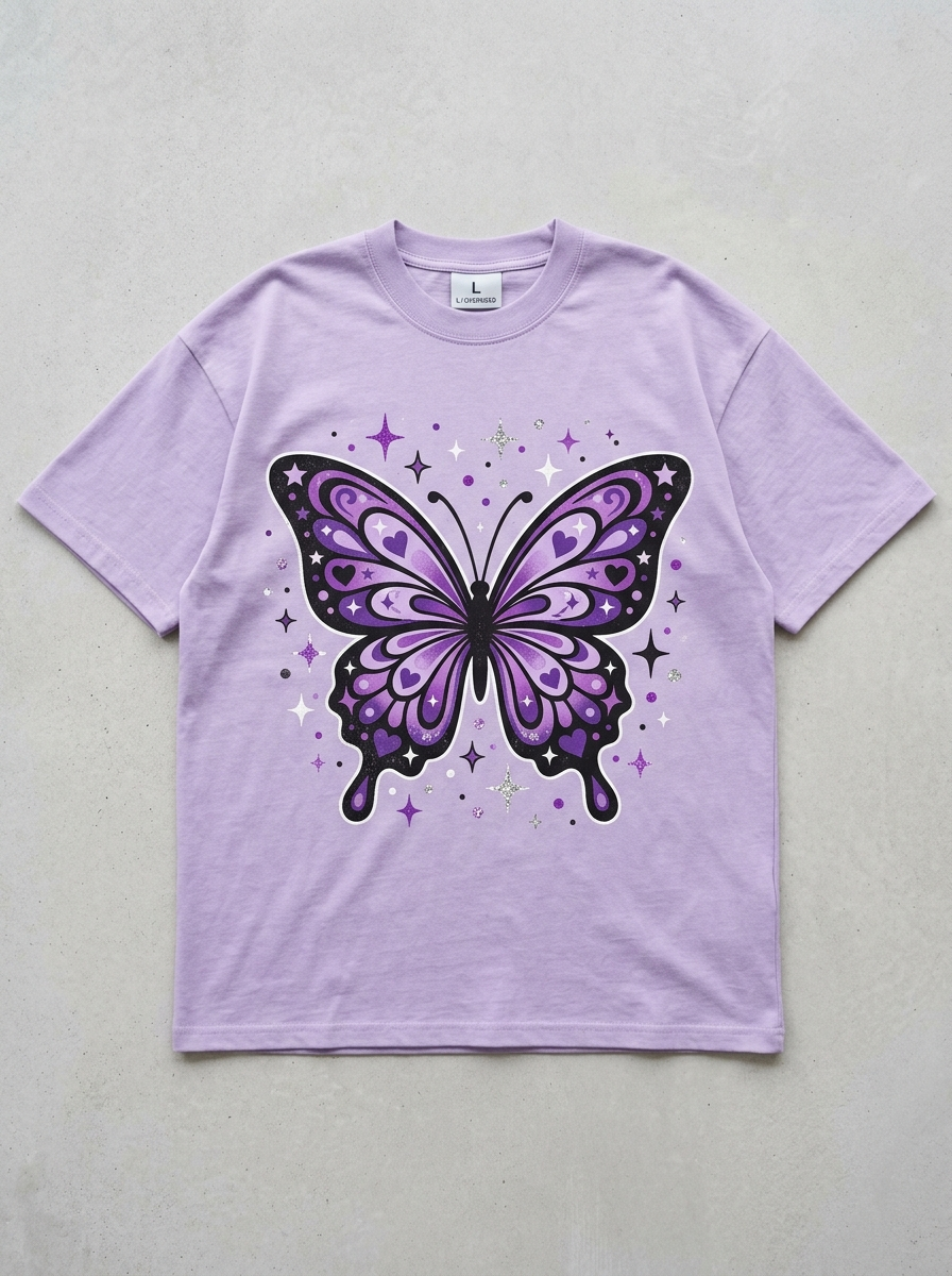 T-Shirt Oversize Y2K Farfalla Cibernetica - Vista frontale