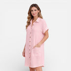Abito camicia midi in lino relaxato con tasche laterali. 10