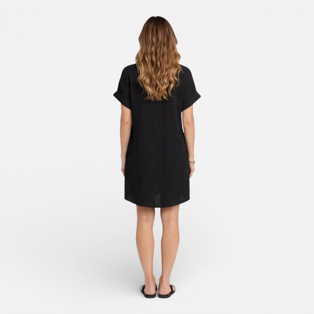 Abito camicia midi in lino relaxato con tasche laterali. 14