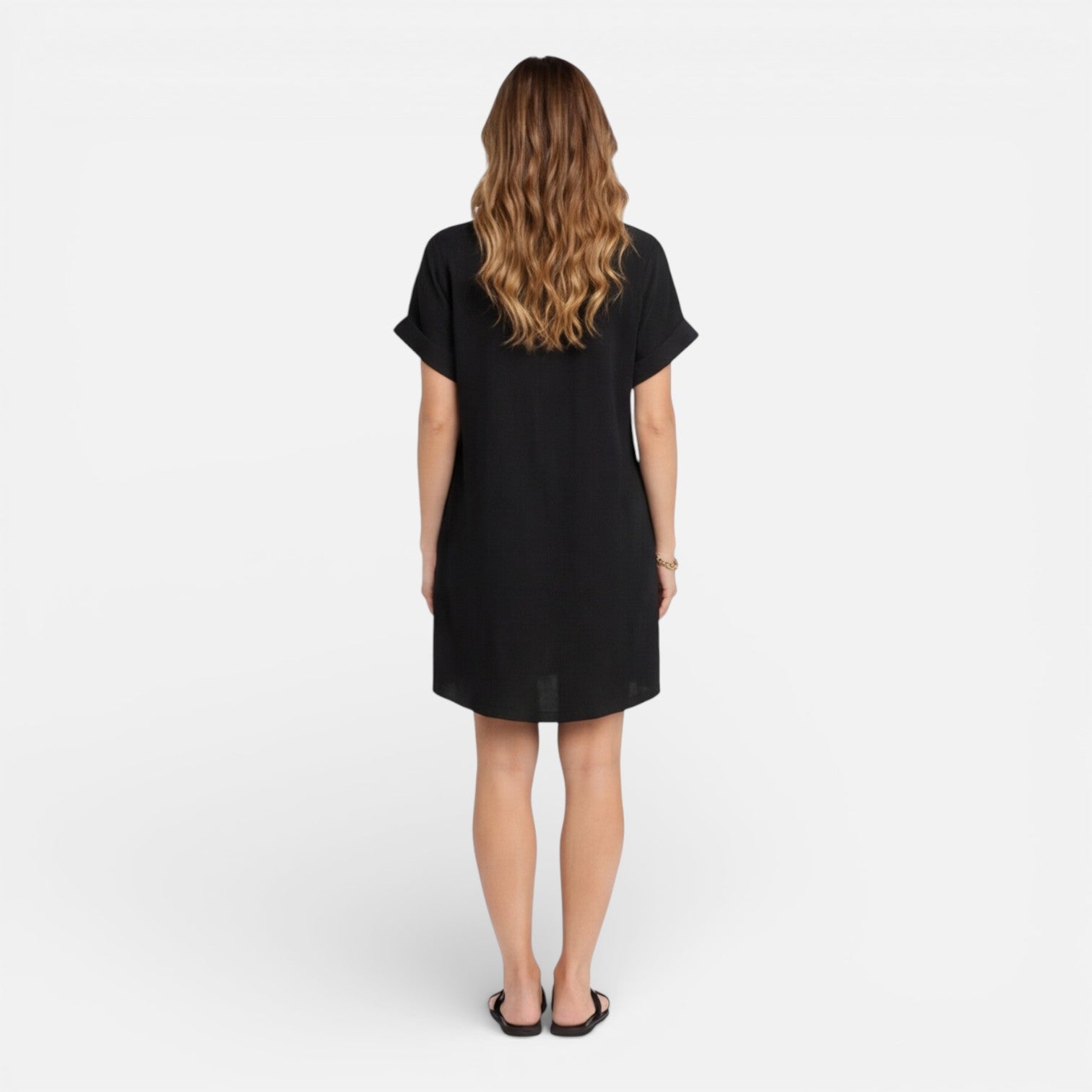 Abito camicia midi in lino relaxato con tasche laterali. 14