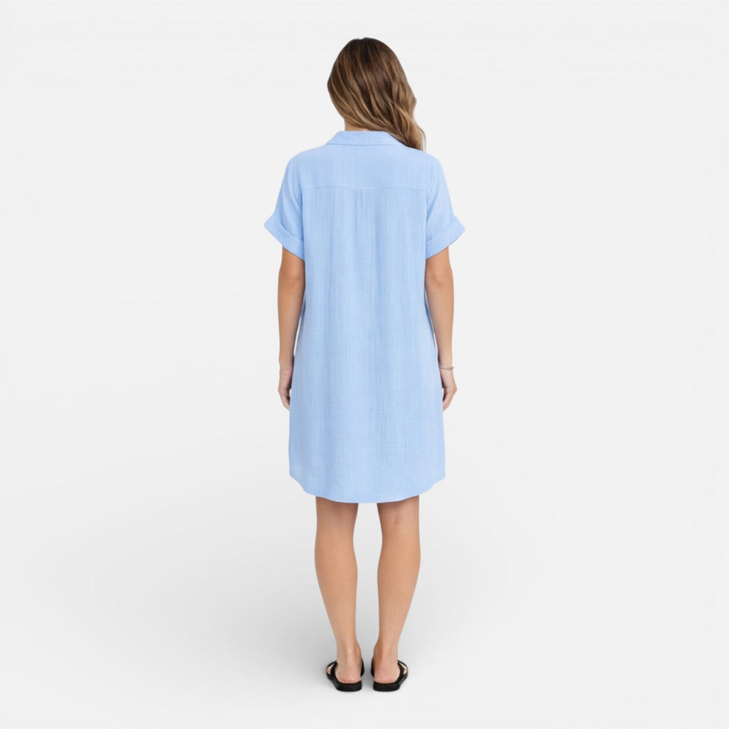 Abito camicia midi in lino relaxato con tasche laterali. 2