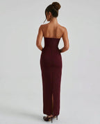 Abito Maxi Arricciato a Spalla Unica Elegante in nero 6