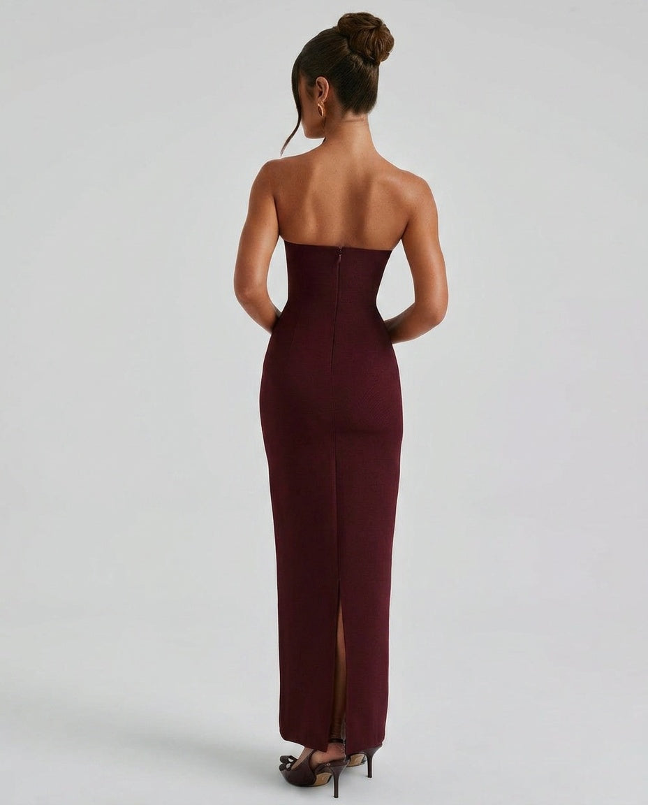 Abito Maxi Arricciato a Spalla Unica Elegante in nero 6