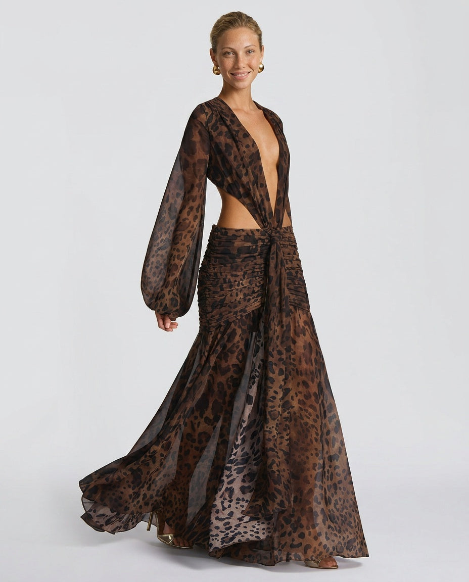 Abito Maxi con Collo Halter Elegante in Giallo 13
