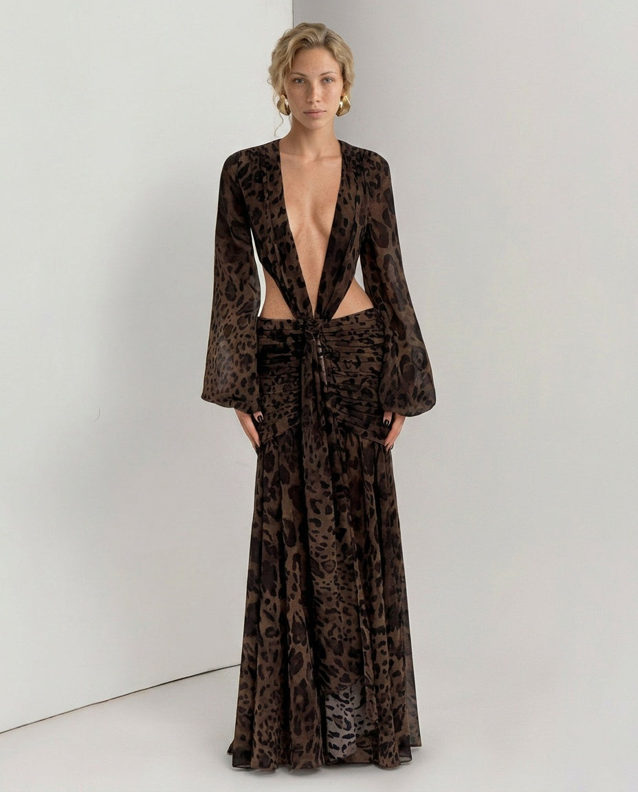 Abito Maxi con Collo Halter Elegante in Giallo 15
