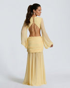 Abito Maxi con Collo Halter Elegante in Giallo 2