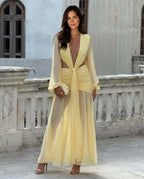 Abito Maxi con Collo Halter Elegante in Giallo 4