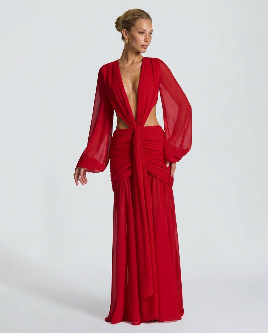Abito Maxi con Collo Halter Elegante in Giallo 5