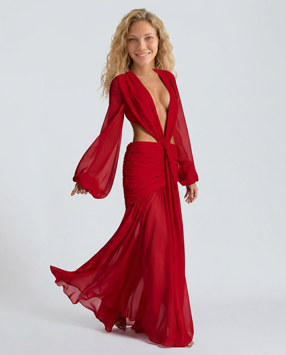 Abito Maxi con Collo Halter Elegante in Giallo 8