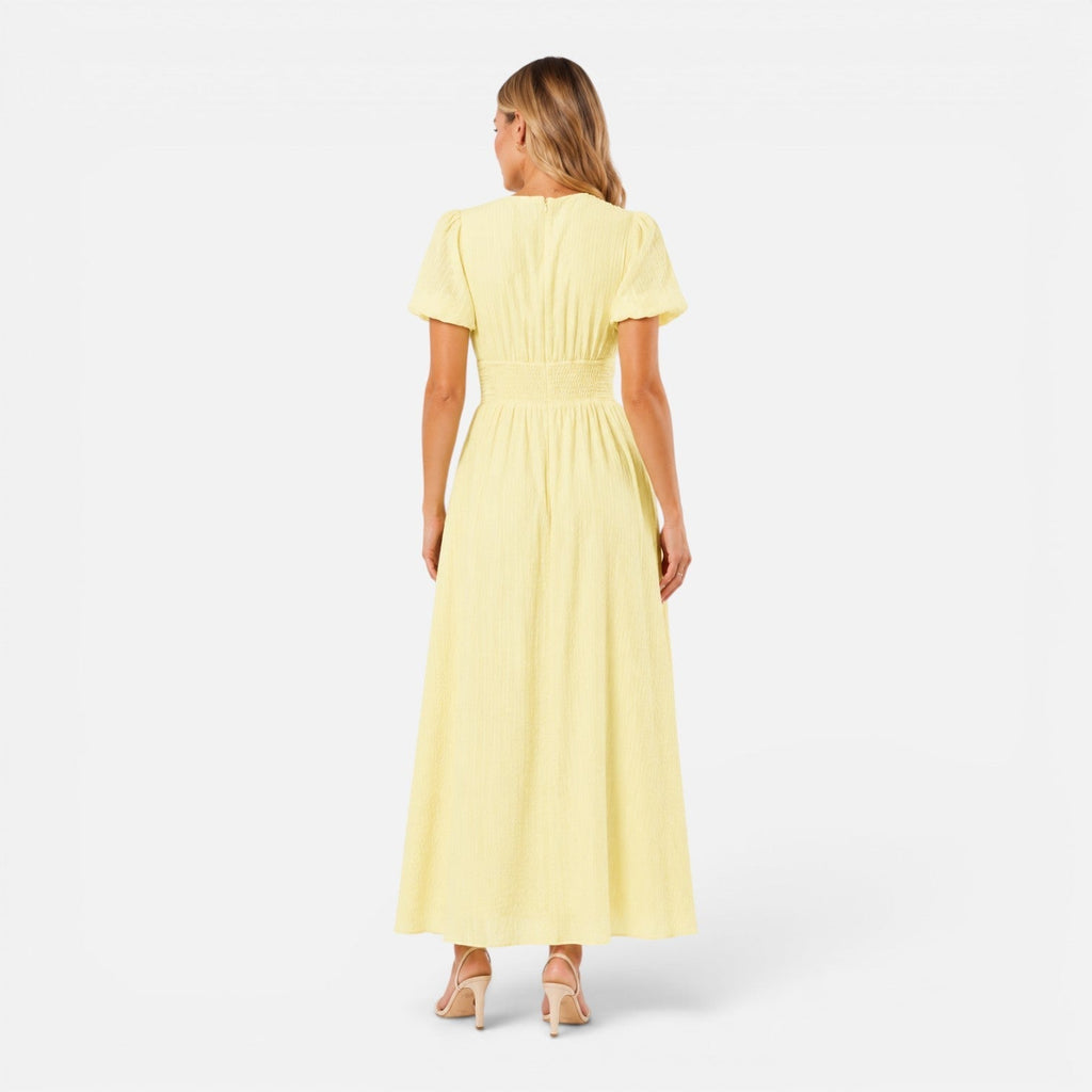 Abito maxi formale con maniche a palloncino e scollatura profonda a V 2