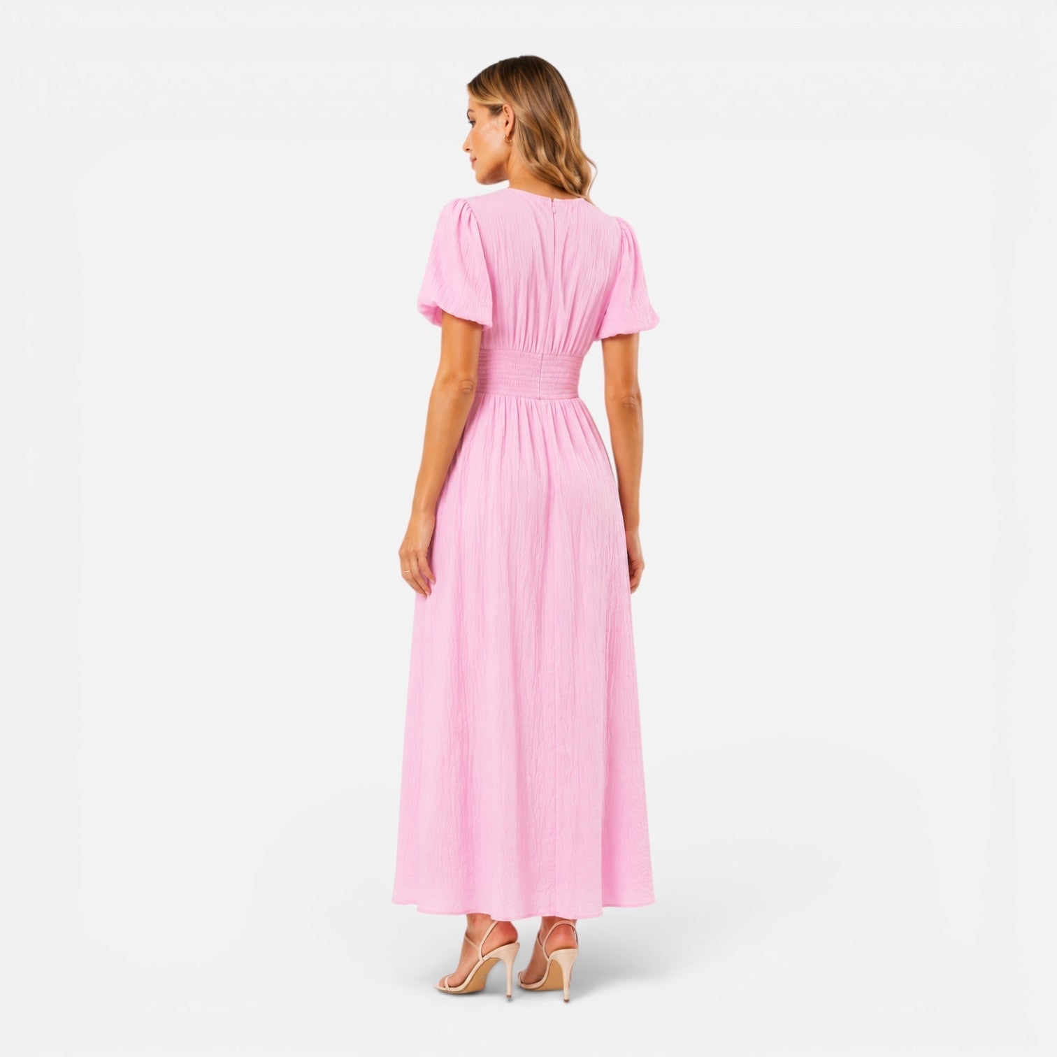 Abito maxi formale con maniche a palloncino e scollatura profonda a V 9