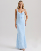 Abito maxi in pizzo elegante per donne, perfetto per occasioni formali. 4