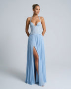 Abito maxi in pizzo romantico con scollo a cuore