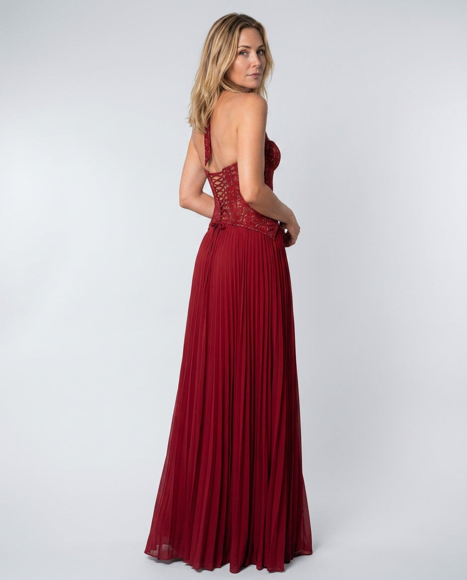 Abito maxi in pizzo romantico con scollo a cuore 10