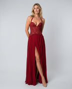 Abito maxi in pizzo romantico con scollo a cuore 11