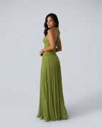 Abito maxi in pizzo romantico con scollo a cuore 18