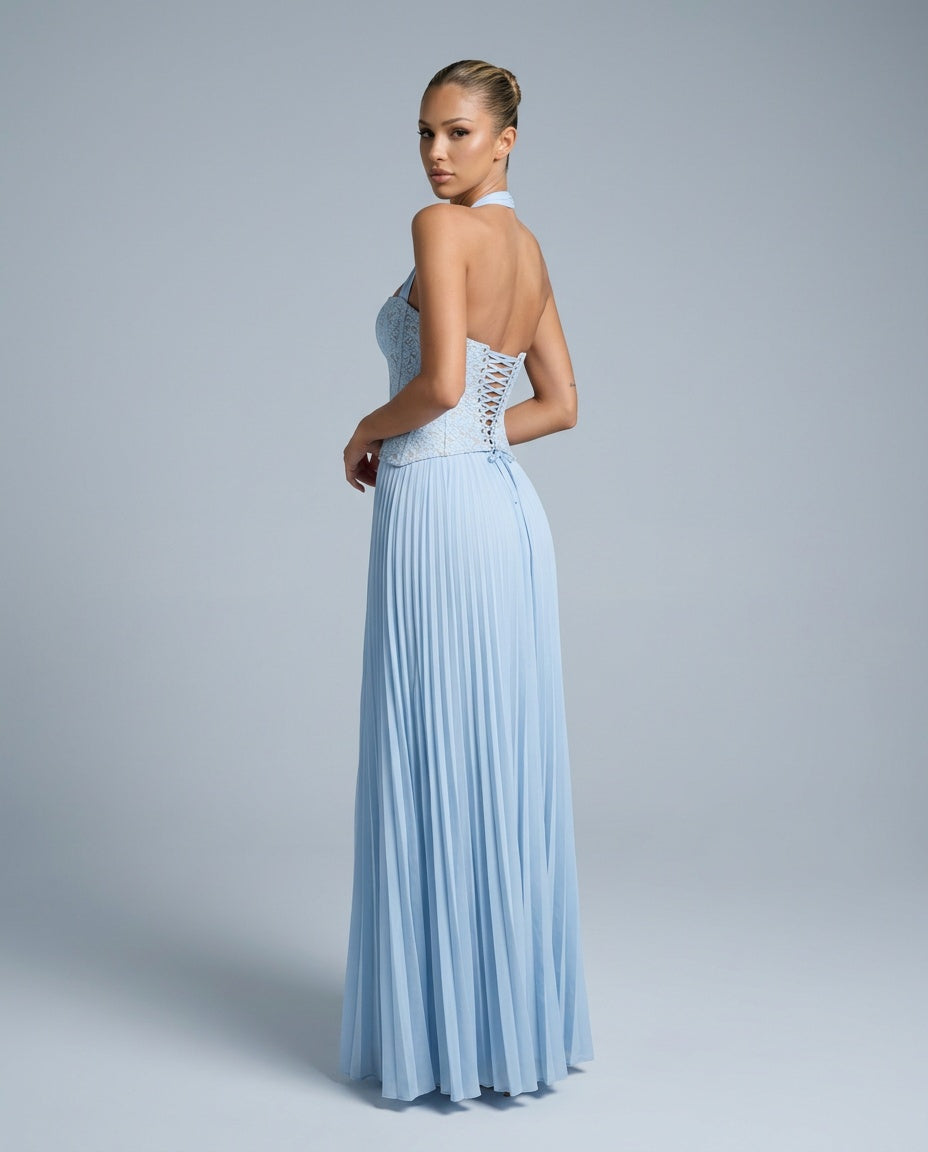 Abito maxi in pizzo romantico con scollo a cuore 2