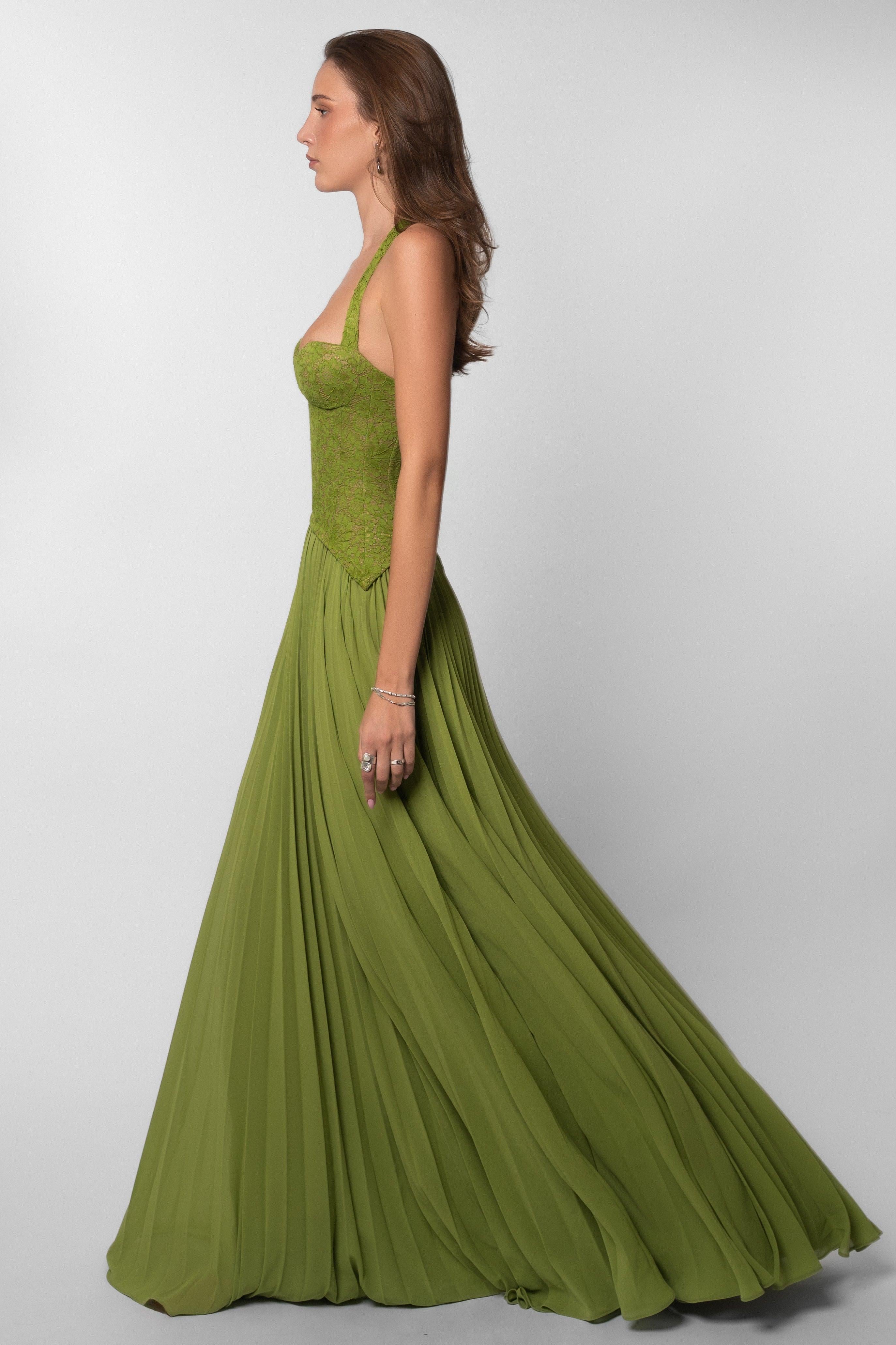 Abito maxi in pizzo romantico con scollo a cuore 23