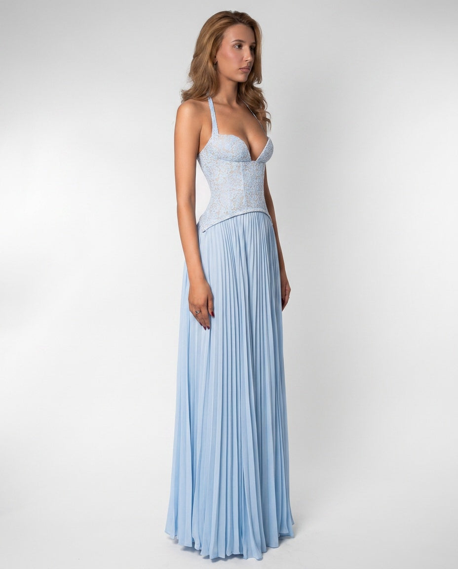 Abito maxi in pizzo romantico con scollo a cuore 4