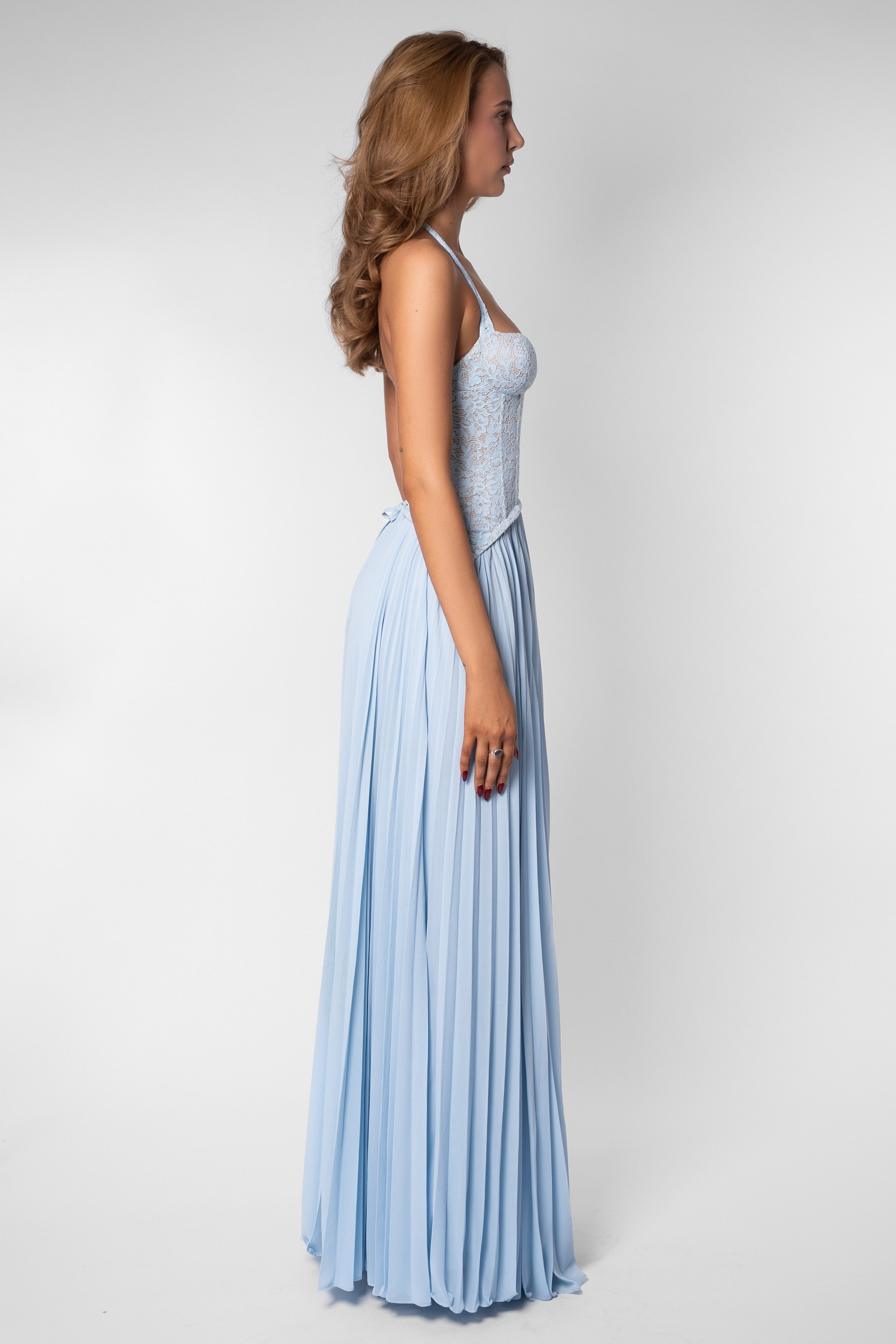 Abito maxi in pizzo romantico con scollo a cuore 5