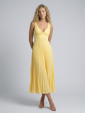 Abito Maxi Pieghettato Elegante in Giallo