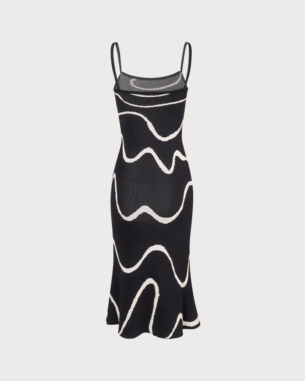 Abito midi a maglia con orlo sirena elegante in nero. 3