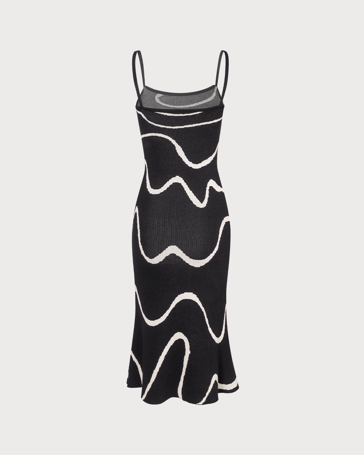 Abito midi a maglia con orlo sirena elegante in nero. 3