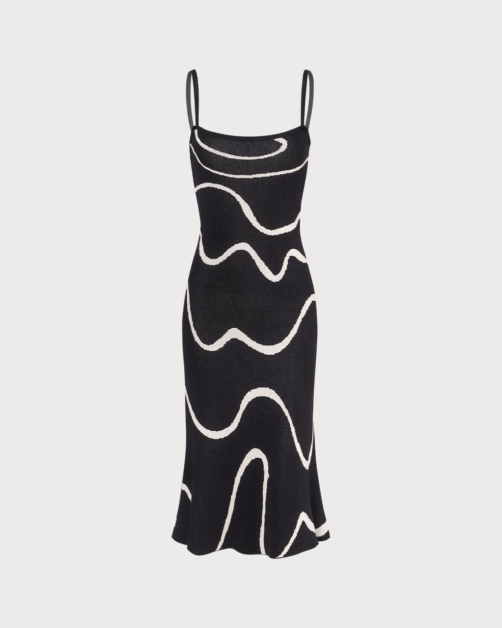 Abito midi a maglia con orlo sirena elegante in nero. 4