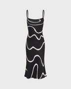 Abito midi a maglia con orlo sirena elegante in nero. 4