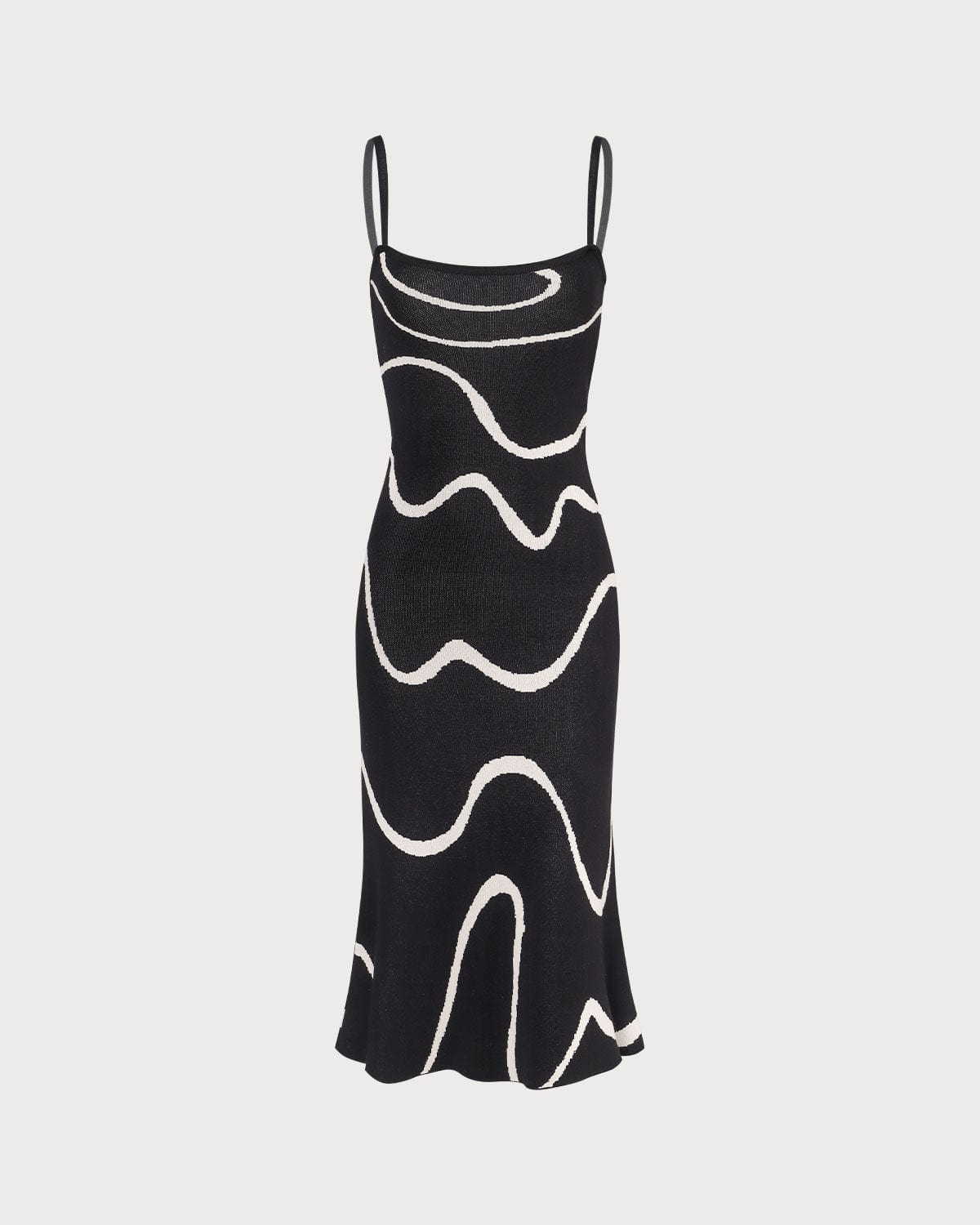 Abito midi a maglia con orlo sirena elegante in nero. 4