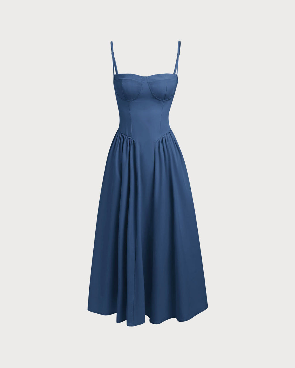 Abito midi elegante con scollo quadrato e tasche laterali. 7