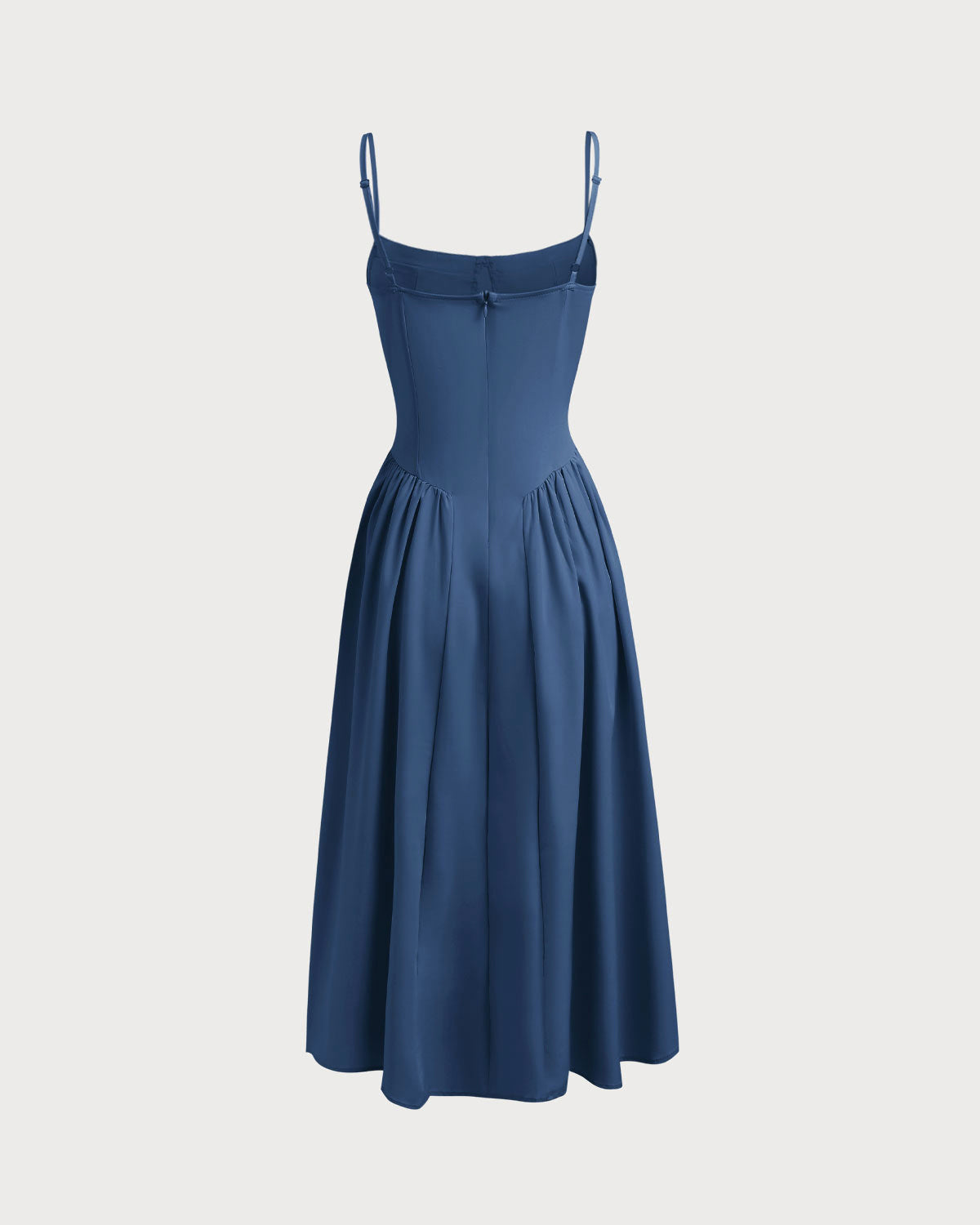 Abito midi elegante con scollo quadrato e tasche laterali. 8