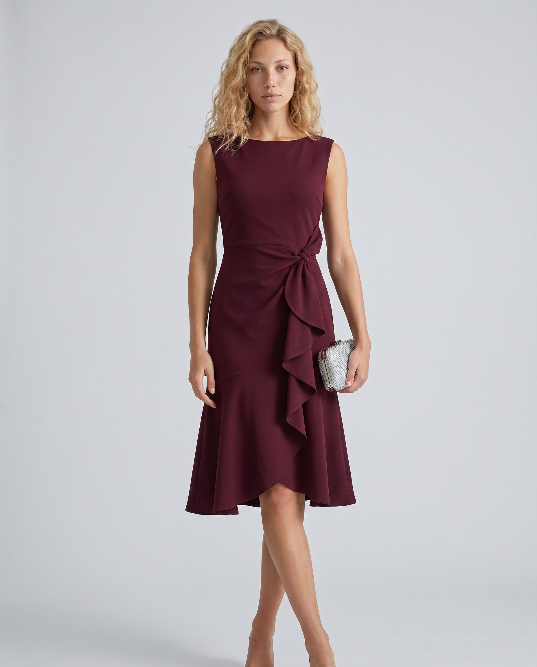 Abito midi elegante con volant per donne 10