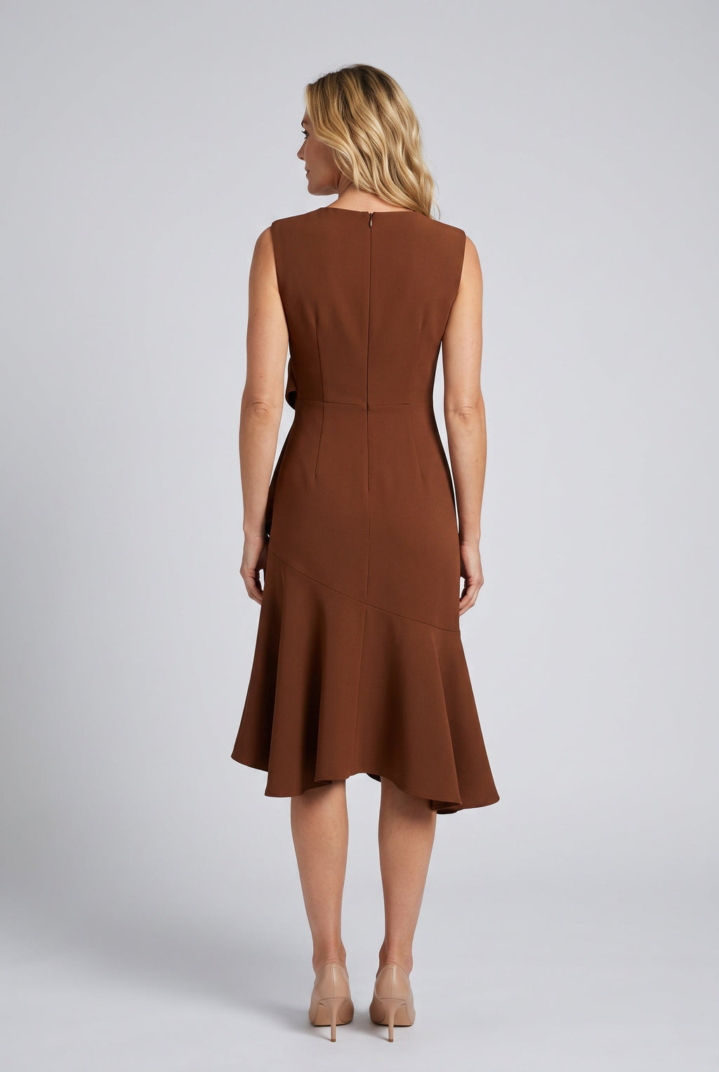 Abito midi elegante con volant per donne 2