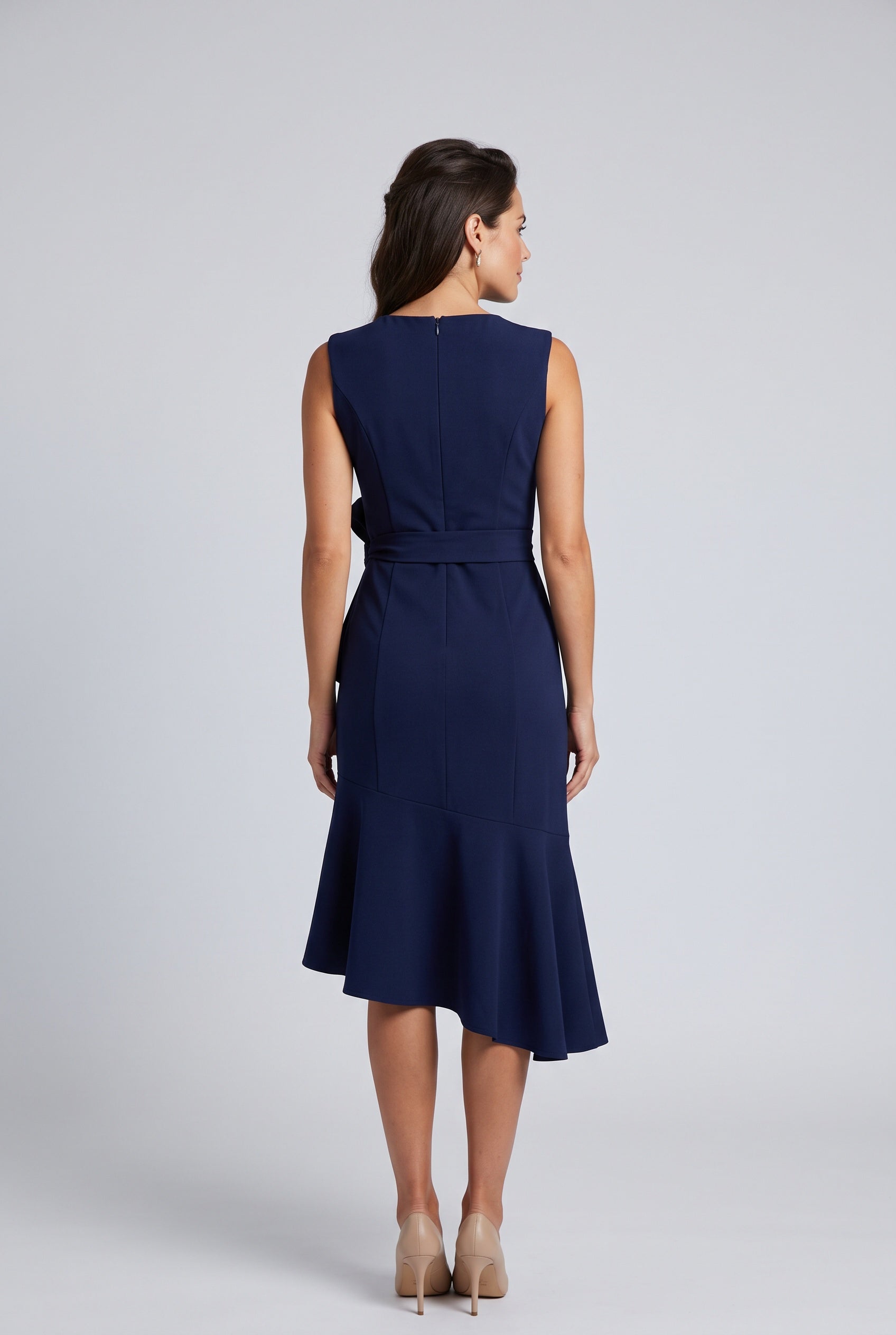 Abito midi elegante con volant per donne 5