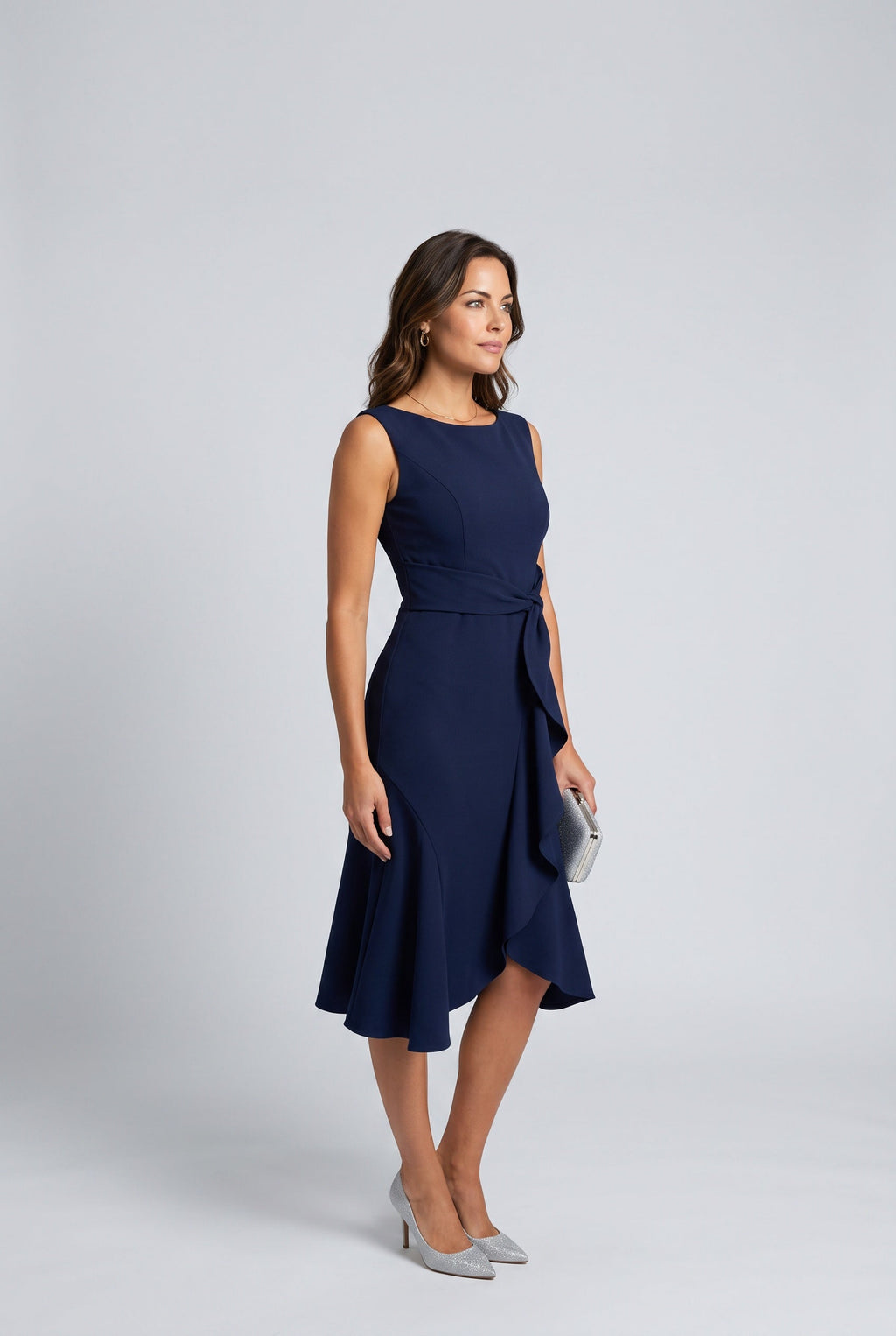 Abito midi elegante con volant per donne 6