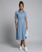 Abito midi in denim elegante per donne 2