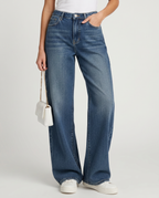 Jeans a gamba larga con fodera in pile per donne, comfort e stile quotidiano.