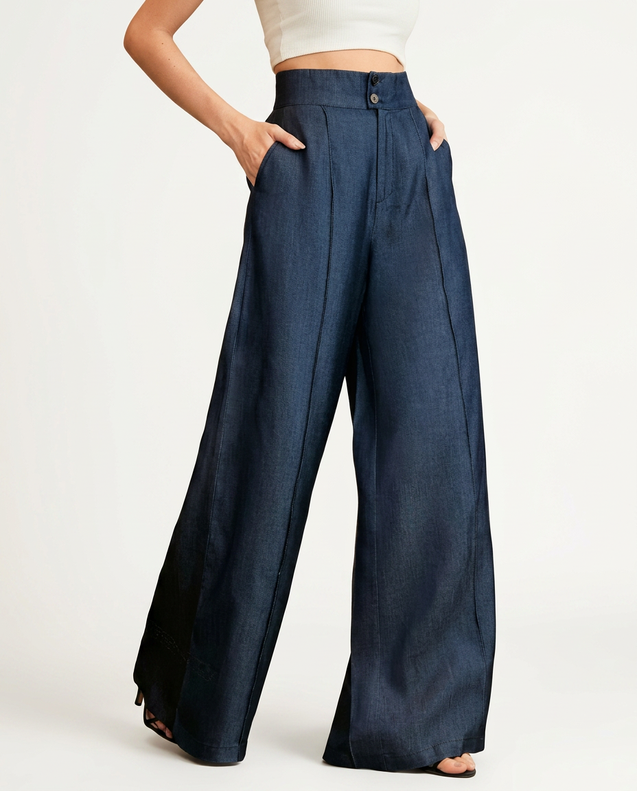 Jeans a gamba larga eleganti in denim scuro. 2