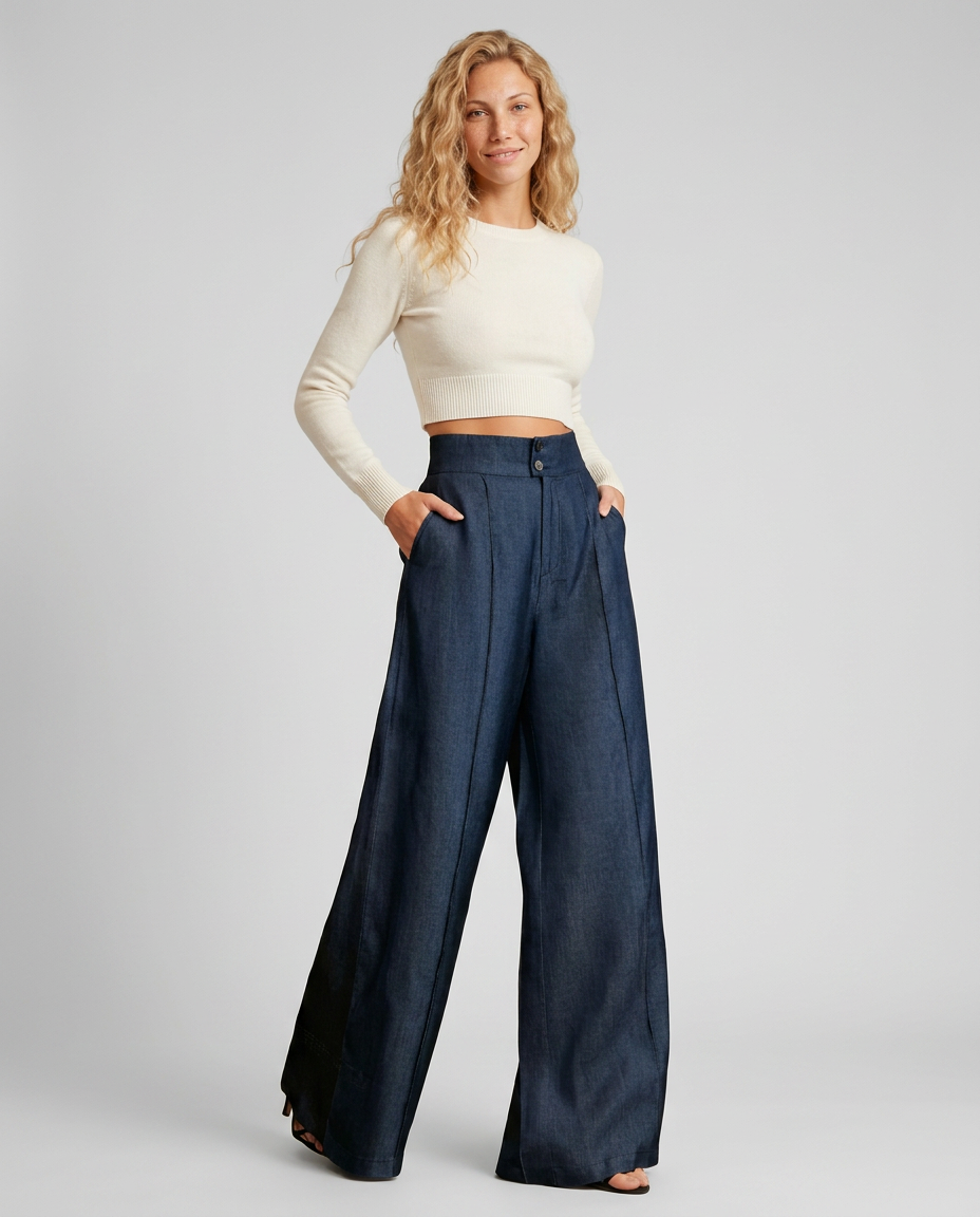 Jeans a gamba larga eleganti in denim scuro. 4