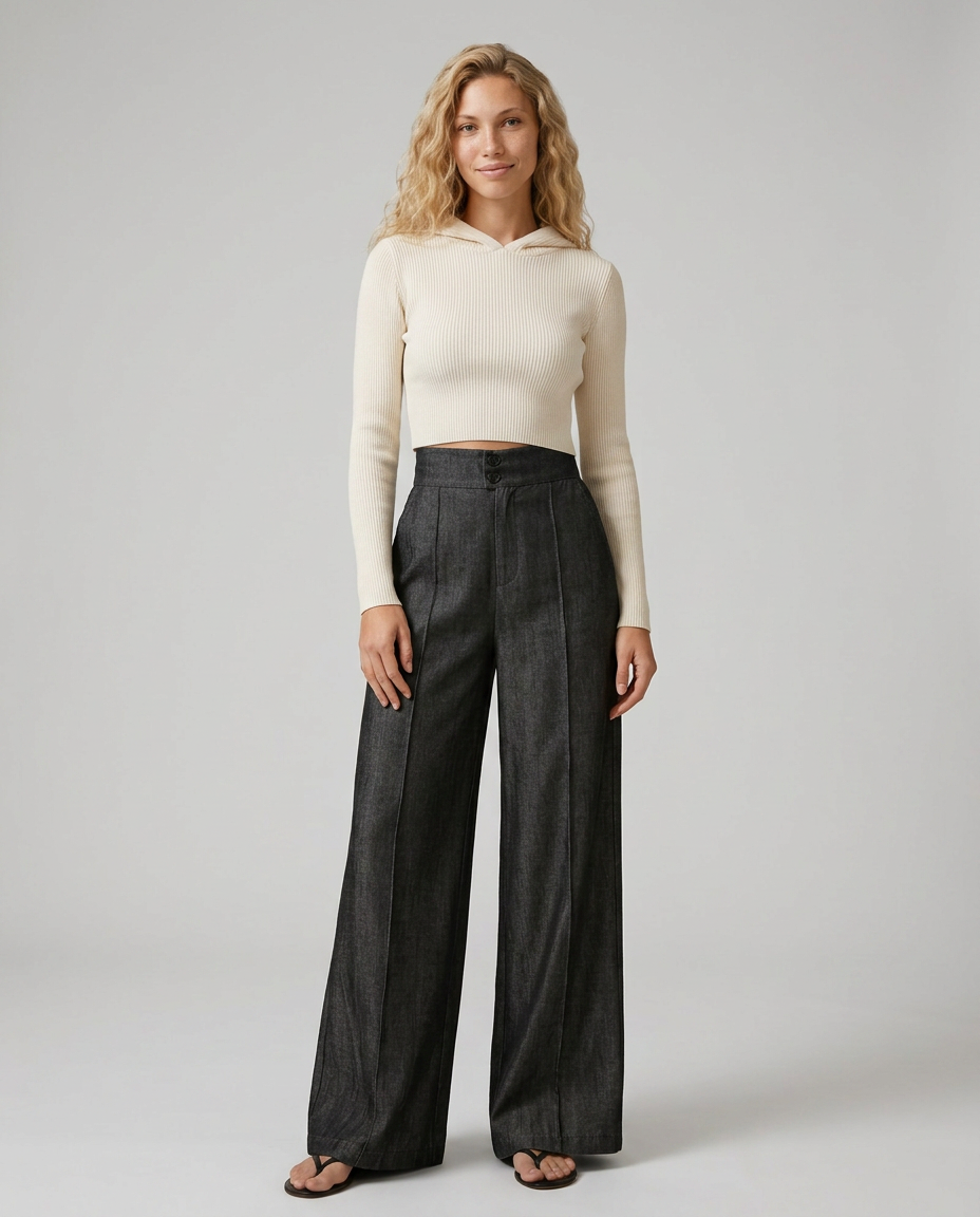 Jeans a gamba larga eleganti in denim scuro. 7