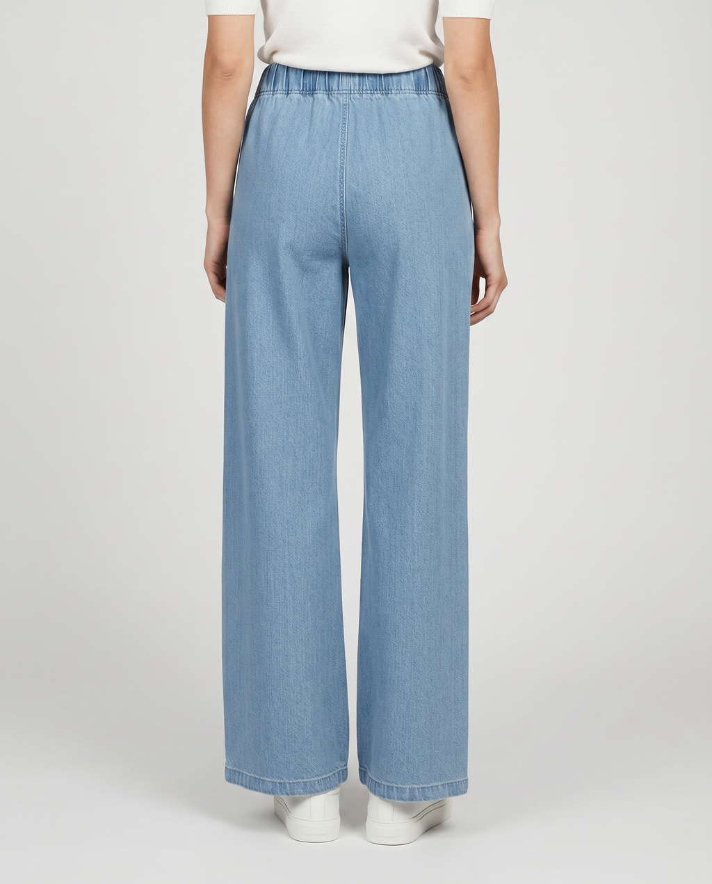 Jeans a gamba larga con vita elastica in denim azzurro 2