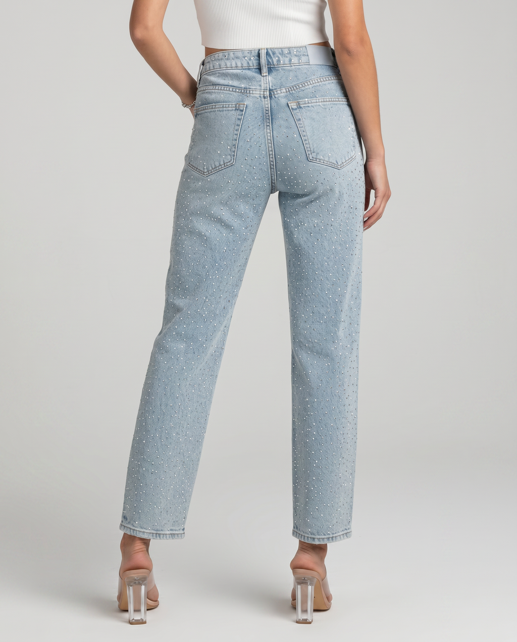 Jeans a vita alta brillanti per donne 2