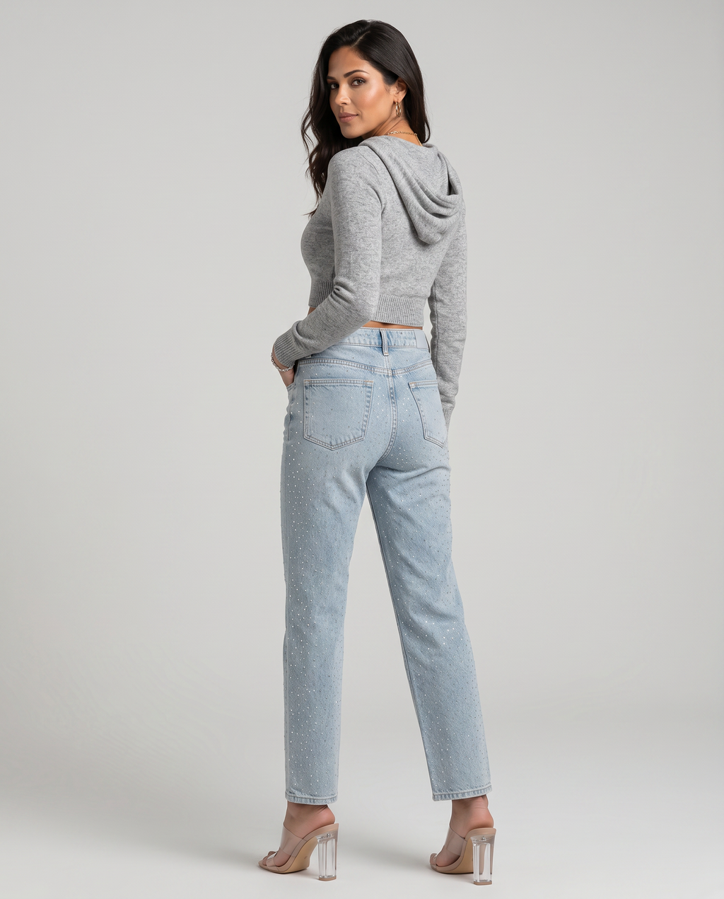 Jeans a vita alta brillanti per donne 5