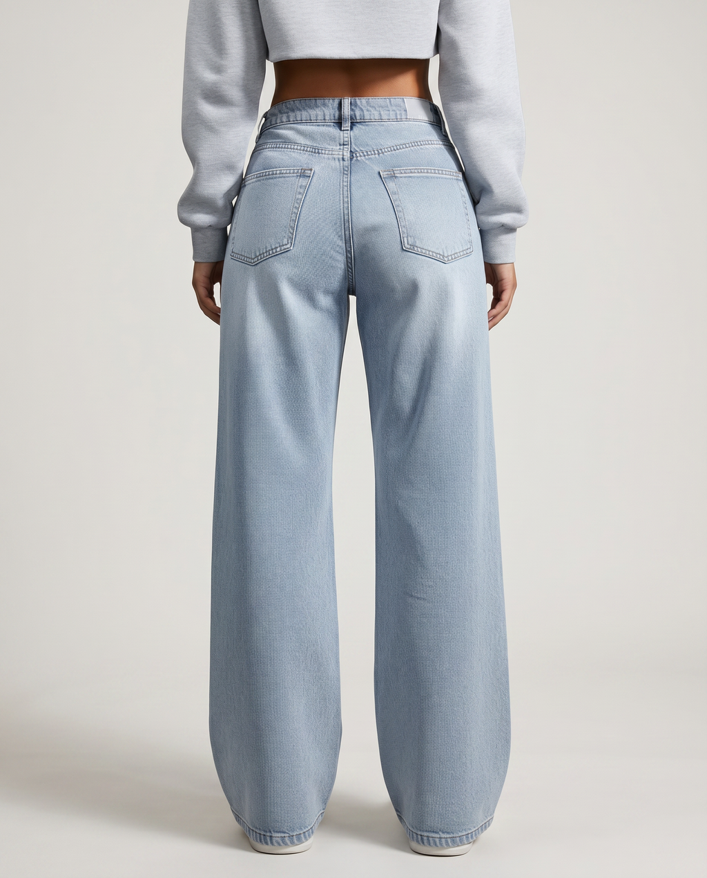 Jeans a gamba larga Lillie con orlo lungo in denim blu 2