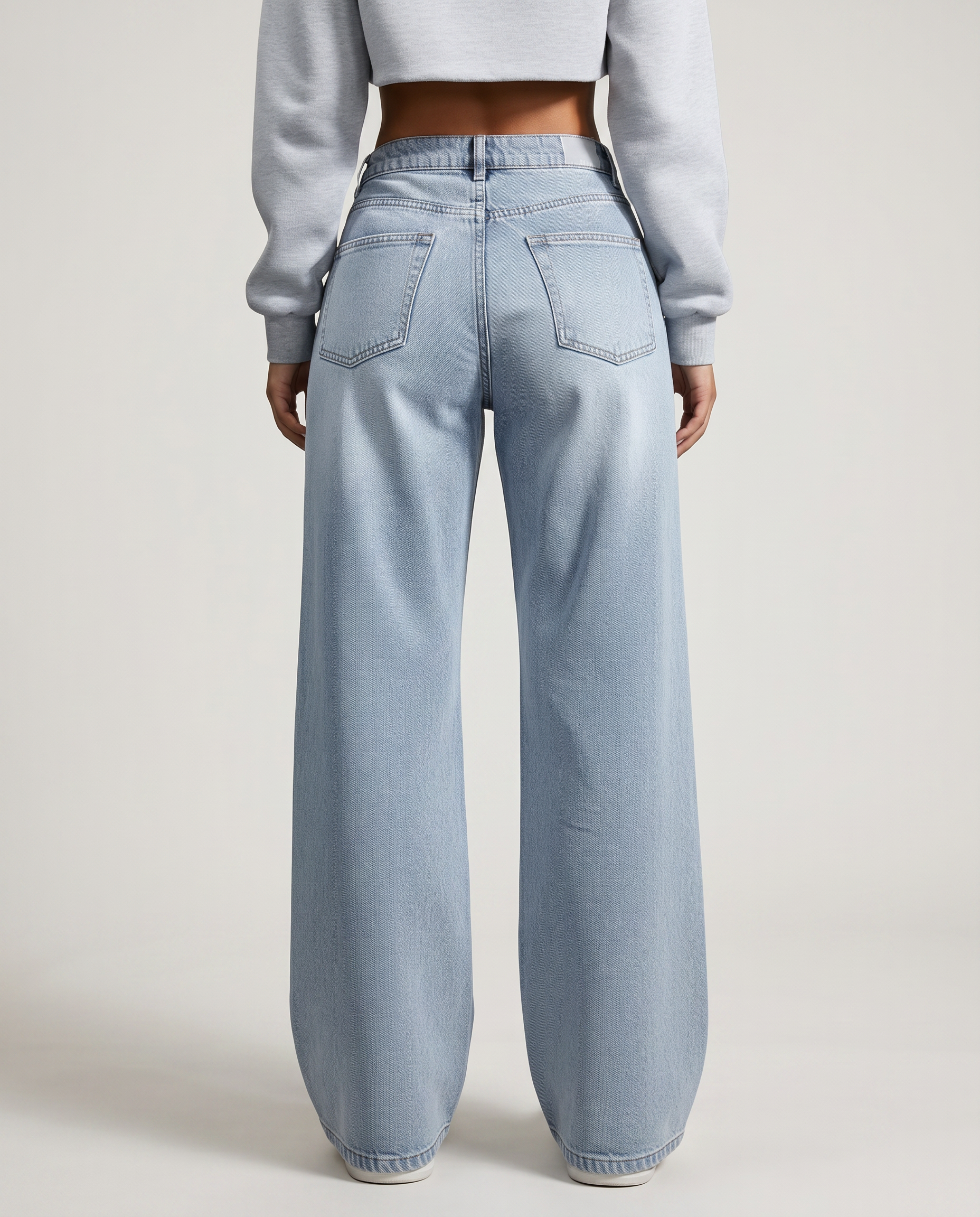 Jeans a gamba larga Lillie con orlo lungo in denim blu 2