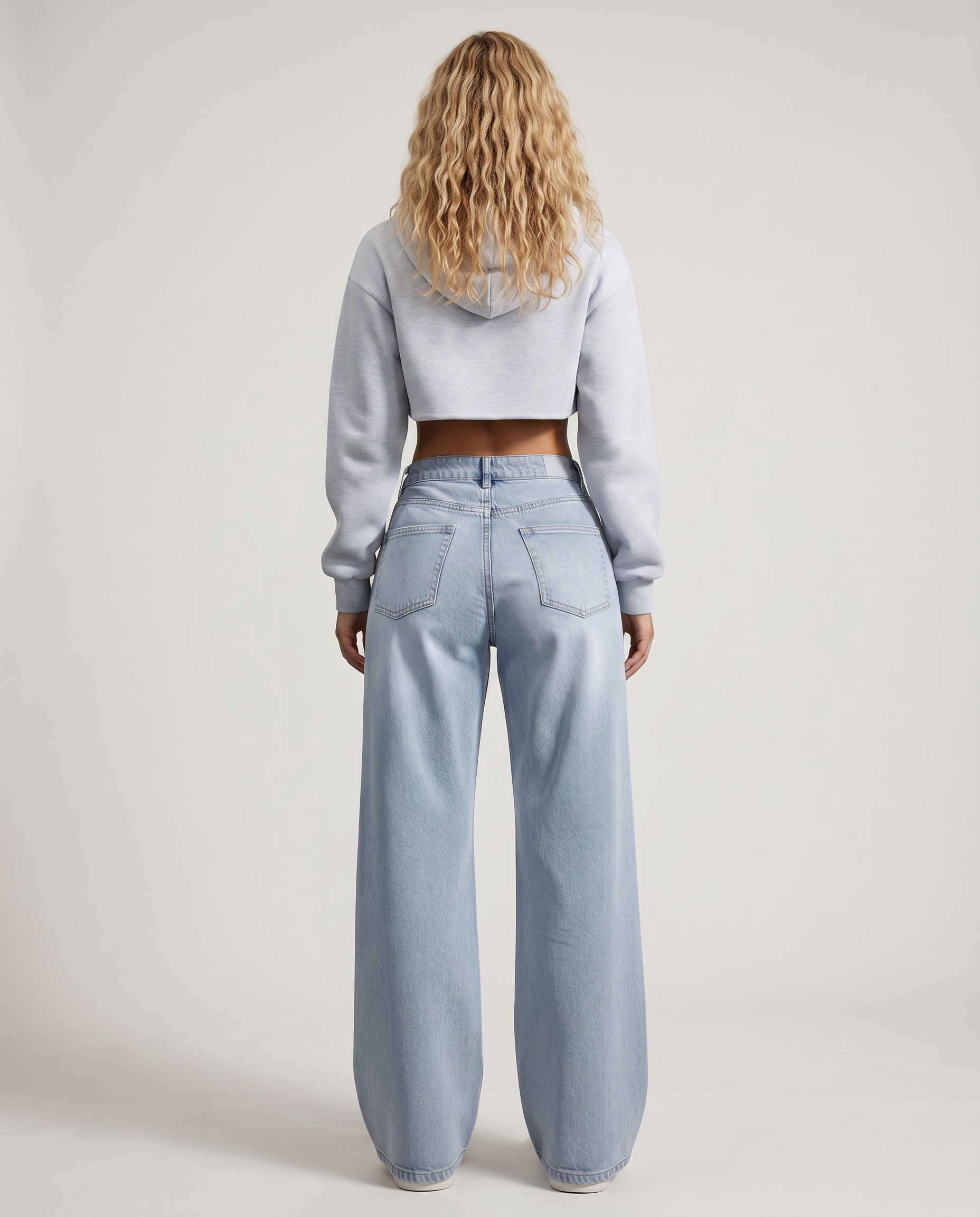 Jeans a gamba larga Lillie con orlo lungo in denim blu 4