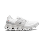 On Running Cloudswift 3 in bianco e grigio, sneaker elegante e traspirante per donne.